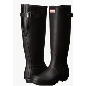 NIB Hunter Tall Matte Black Boots Back Adjustable EU 37 US 6 UK 4 Waterproof